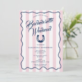 Bachelorette Reisplan Bach Weekend Hoefijzer Roze Kaart (Staand voorkant)