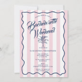 Bachelorette Reisplan Bach Weekend Palmboom Roze Kaart (Voorkant)