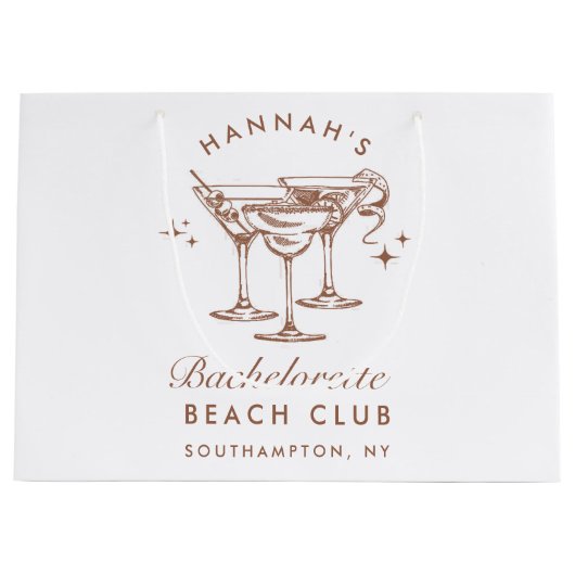 Bachelorette Retro Bruine Cocktail Groot Cadeauzakje (Voorkant)