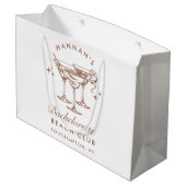 Bachelorette Retro Bruine Cocktail Groot Cadeauzakje (Achterkant Gekanteld)