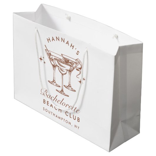 Bachelorette Retro Bruine Cocktail Groot Cadeauzakje (Achterkant Gekanteld)