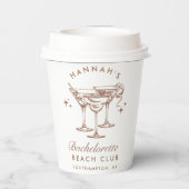 Bachelorette Retro Bruine Cocktail Papieren Bekers (Achterkant)