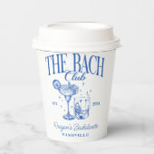 Bachelorette Retro Cocktail Blauw Aangepast Papieren Bekers (Voorkant)