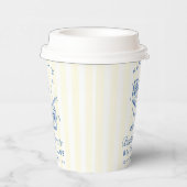 Bachelorette Retro Cocktail Blauw & Gele Strepen Papieren Bekers (Rechts)