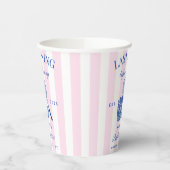 Bachelorette Retro Cocktail Blauwe & Roze Strepen Papieren Bekers (Links)