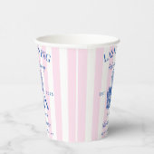 Bachelorette Retro Cocktail Blauwe & Roze Strepen Papieren Bekers (Rechts)