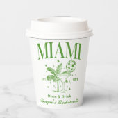 Bachelorette Retro Cocktail Groen Custom Papieren Bekers (Achterkant)