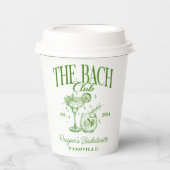 Bachelorette Retro Cocktail Groen Custom Papieren Bekers (Voorkant)