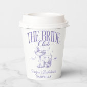 Bachelorette Retro Cocktail Paarse Bruid Papieren Bekers (Achterkant)