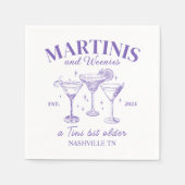 Bachelorette Retro Cocktails Martinis en Weenies Servet (Voorkant)