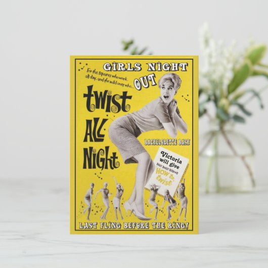 Bachelorette Retro Dance Party Uitnodigingen (Staand voorkant)