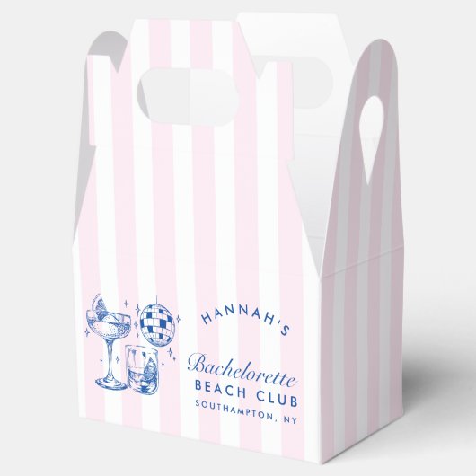Bachelorette Retro Disco Cocktail blauw & roze Bedankdoosjes (Geopend)