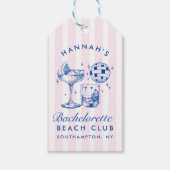 Bachelorette Retro Disco Cocktail blauw & roze Cadeaulabel (Voorkant)