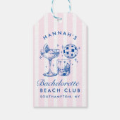 Bachelorette Retro Disco Cocktail blauw & roze Cadeaulabel (Achterkant)
