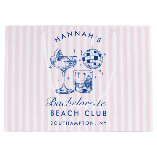 Bachelorette Retro Disco Cocktail blauw & roze Groot Cadeauzakje (Voorkant)