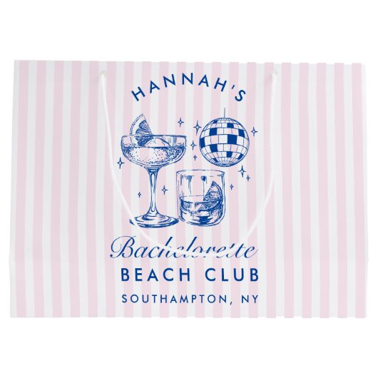 Bachelorette Retro Disco Cocktail blauw & roze Groot Cadeauzakje (Achterkant)