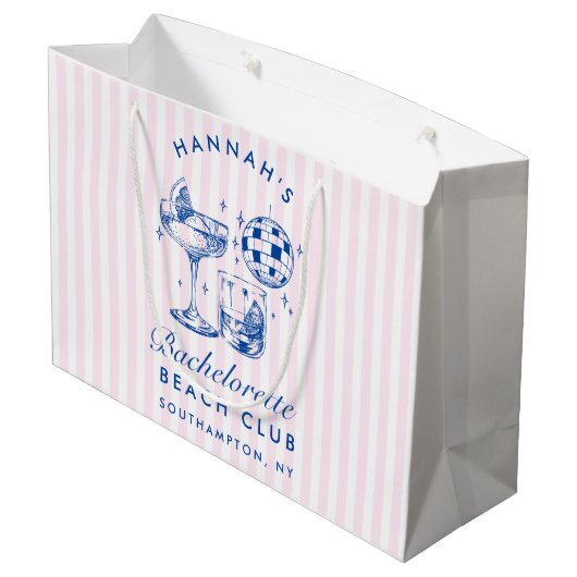 Bachelorette Retro Disco Cocktail blauw & roze Groot Cadeauzakje (Achterkant Gekanteld)