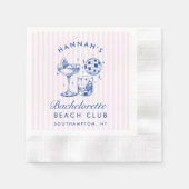 Bachelorette Retro Disco Cocktail blauw & roze Servet (Voorkant)