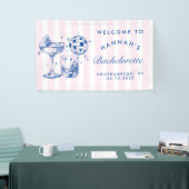 Bachelorette Retro Disco Cocktail blauw & roze Spandoek (Beurs)