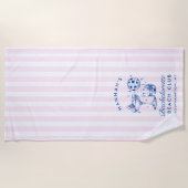 Bachelorette Retro Disco Cocktail blauw & roze Strandlaken (Voorkant)