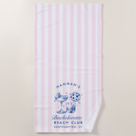 Bachelorette Retro Disco Cocktail Blauw & Roze Strandlaken