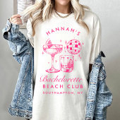 Bachelorette Retro Disco Cocktail blauw & roze T-shirt