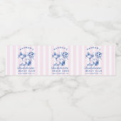 Bachelorette Retro Disco Cocktail Blauw & Roze Waterfles Etiket (Enkel label)