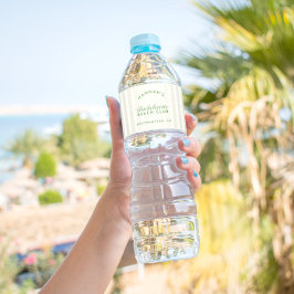 Bachelorette Retro Geel & Groen Gepersonaliseerd Waterfles Etiket