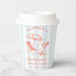 Bachelorette Retro Modern Blauw & Oranje Strepen Papieren Bekers