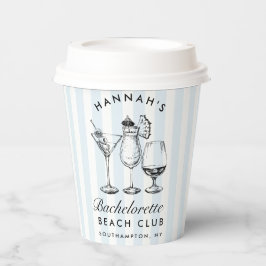 Bachelorette Retro Modern Blauw & Zwart Strepen Papieren Bekers