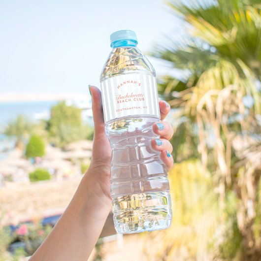 Bachelorette Retro Modern Rood & Blauw Gepersonali Waterfles Etiket