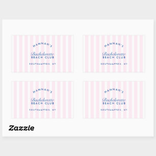Bachelorette Retro Modern Roze & Marineblauw Perso Rechthoekige Sticker