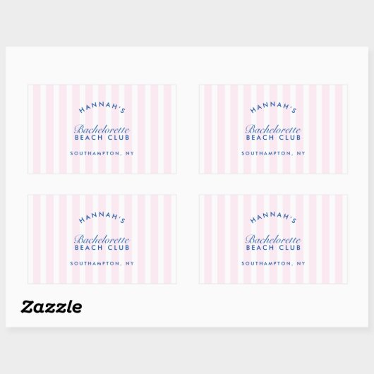 Bachelorette Retro Modern Roze & Marineblauw Perso Rechthoekige Sticker (Vel)
