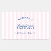 Bachelorette Retro Modern Roze & Marineblauw Perso Rechthoekige Sticker (Voorkant)