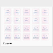 Bachelorette Retro Modern Roze & Marineblauw Perso Vierkante Sticker (Vel)