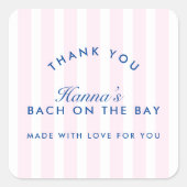 Bachelorette Retro Modern Roze & Marineblauw Perso Vierkante Sticker (Voorkant)