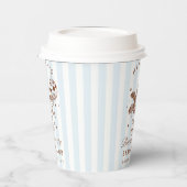 Bachelorette Retro Moderne Blauwe & Bruine Strepen Papieren Bekers (Links)