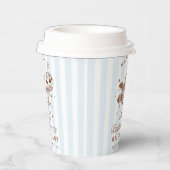 Bachelorette Retro Moderne Blauwe & Bruine Strepen Papieren Bekers (Rechts)