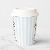 Bachelorette Retro Moderne Blauwe & Bruine Strepen Papieren Bekers (Links)