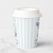 Bachelorette Retro Moderne Blauwe & Grijze Strepen Papieren Bekers (Rechts)