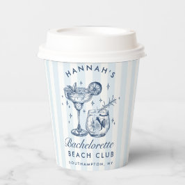 Bachelorette Retro Moderne Blauwe & Grijze Strepen Papieren Bekers