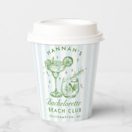 Bachelorette Retro Moderne Blauwe & Groene Strepen Papieren Bekers