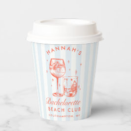 Bachelorette Retro Moderne Blauwe & Rode Strepen Papieren Bekers
