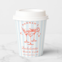 Bachelorette Retro Moderne Blauwe & Rode Strepen Papieren Bekers