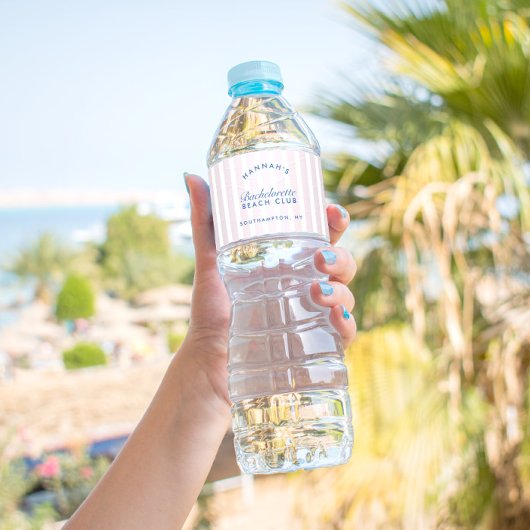 Bachelorette Retro Moderne Marine & Roze Gepersona Waterfles Etiket