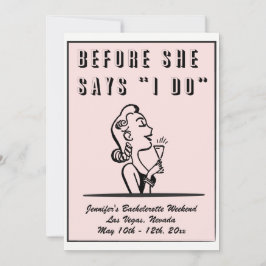 Bachelorette Retro Pink Bridesmaid Hen Party Kaart