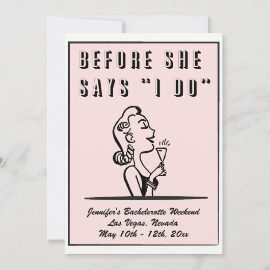 Bachelorette Retro Pink Bridesmaid Hen Party Kaart (Voorkant)