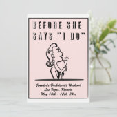 Bachelorette Retro Pink Bridesmaid Hen Party Kaart (Staand voorkant)