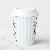 Bachelorette Retro Western Blauw & Zwart Strepen Papieren Bekers (Links)