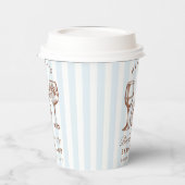 Bachelorette Retro Westerne Blauwe & Bruine Strepe Papieren Bekers (Links)